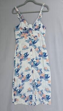 Honolua Surf Co Dress Womens Large Floral Tie Front Sundress Tropical Resortwear
